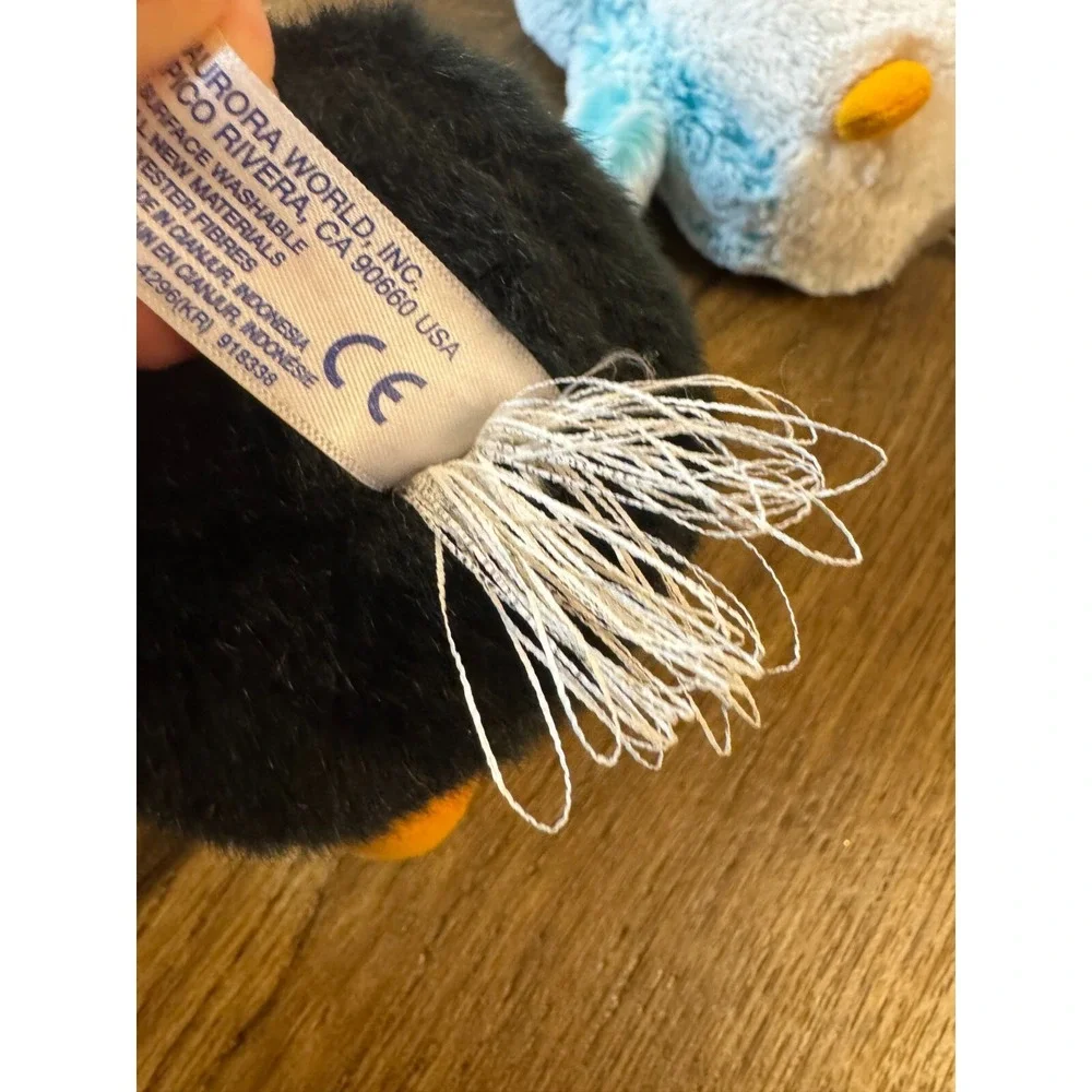 Aurora World Plush Penguin Lot Blue Pom Pom Rolly Pet Peewee Stuffed Animal Toys